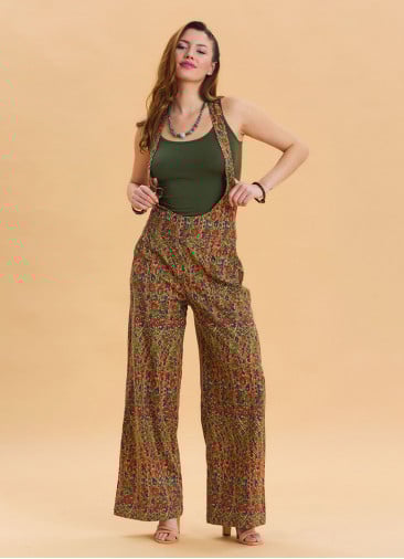Womens Ethnic Jumpsuit with Zipper Detail and Pockets 4672